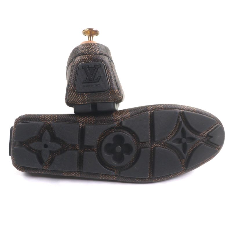Louis Vuitton 1 Adgbg Driver Damier Grain Calf Leather Ebene Moccasin Deck — view 5