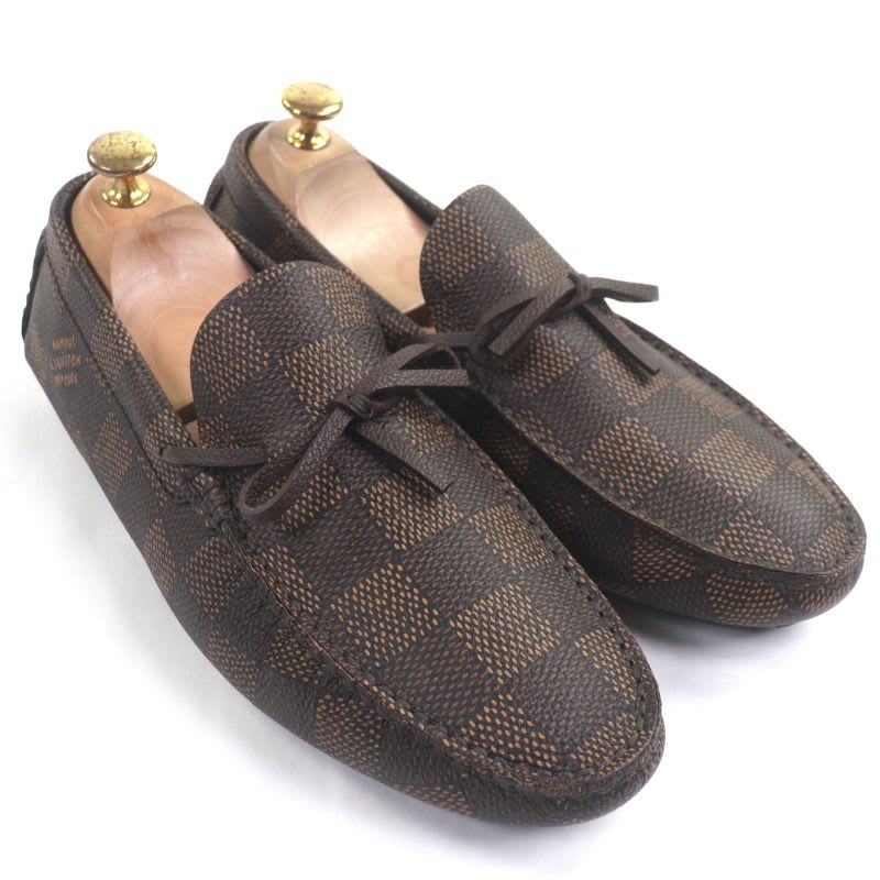 Louis Vuitton 1 Adgbg Driver Damier Grain Calf Leather Ebene Moccasin Deck — view 3