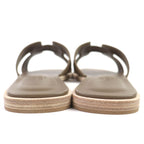 Hermes Oran Etoupe H Logo Leather Flat Sandals Mule 37 Box Storage Bag — view 6