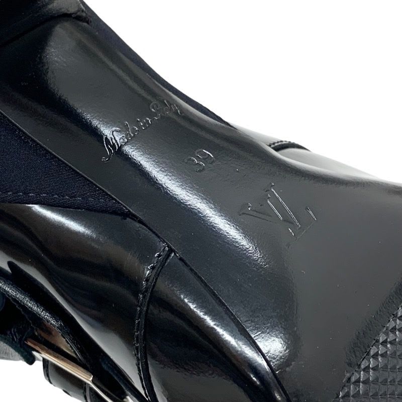 Louis Vuitton Boots Short Shoes Leather Fabric Black Silver Belt Ruffle — view 8
