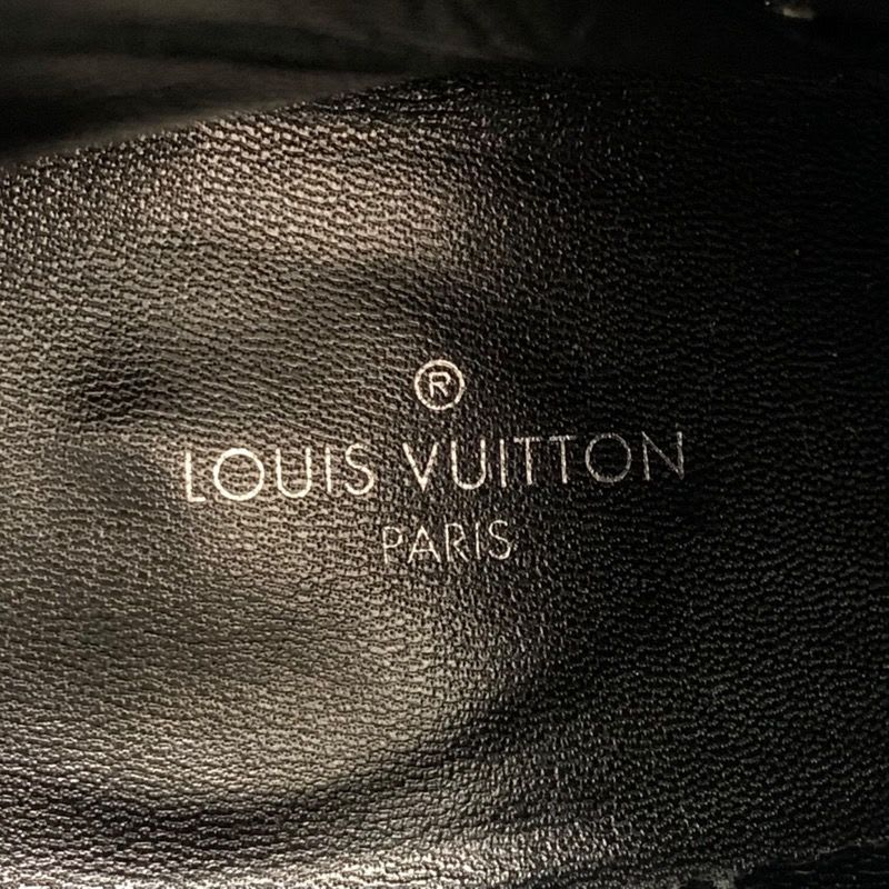 Louis Vuitton Boots Short Shoes Leather Fabric Black Silver Belt Ruffle — view 7