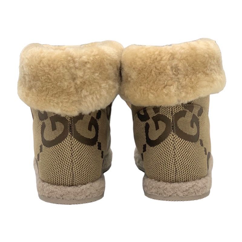 Gucci Boots Short Shearling Shoes Horsebit GG Pattern Fabric — view 5