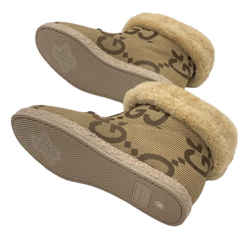Gucci Boots Short Shearling Shoes Horsebit GG Pattern Fabric — view 6