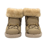 Gucci Boots Short Shearling Shoes Horsebit GG Pattern Fabric — view 2