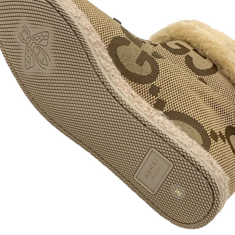 Gucci Boots Short Shearling Shoes Horsebit GG Pattern Fabric — view 8