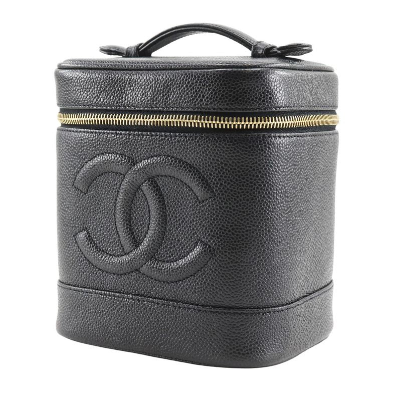 Chanel Vanity Handbag Caviar Leather Black Pouch — view 2