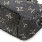 Celine Macadam Boogie Bag Tote Denim Leather Black Silver Hardware — view 3