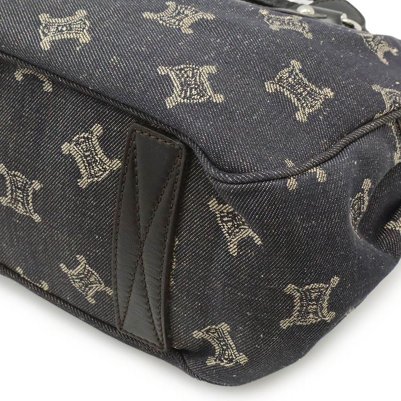 Celine Macadam Boogie Bag Tote Denim Leather Black Silver Hardware — view 3