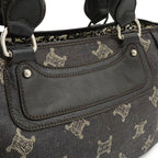 Celine Macadam Boogie Bag Tote Denim Leather Black Silver Hardware — view 8