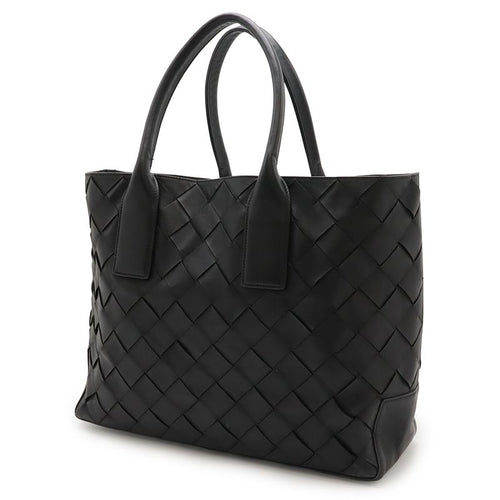 Bottega Veneta Maxi Intrecciato Tote Bag Leather Black With Pouch — view 2
