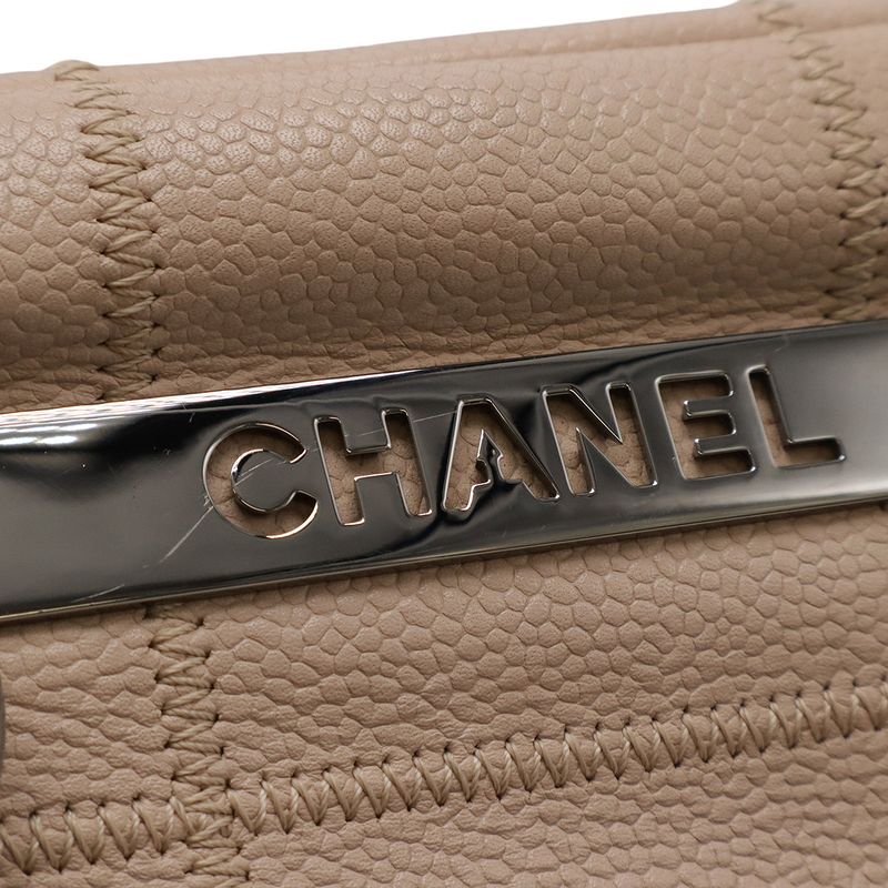 Chanel Chocolate Bar Stitch Mini Boston Bag Shoulder Caviar Leather — view 4