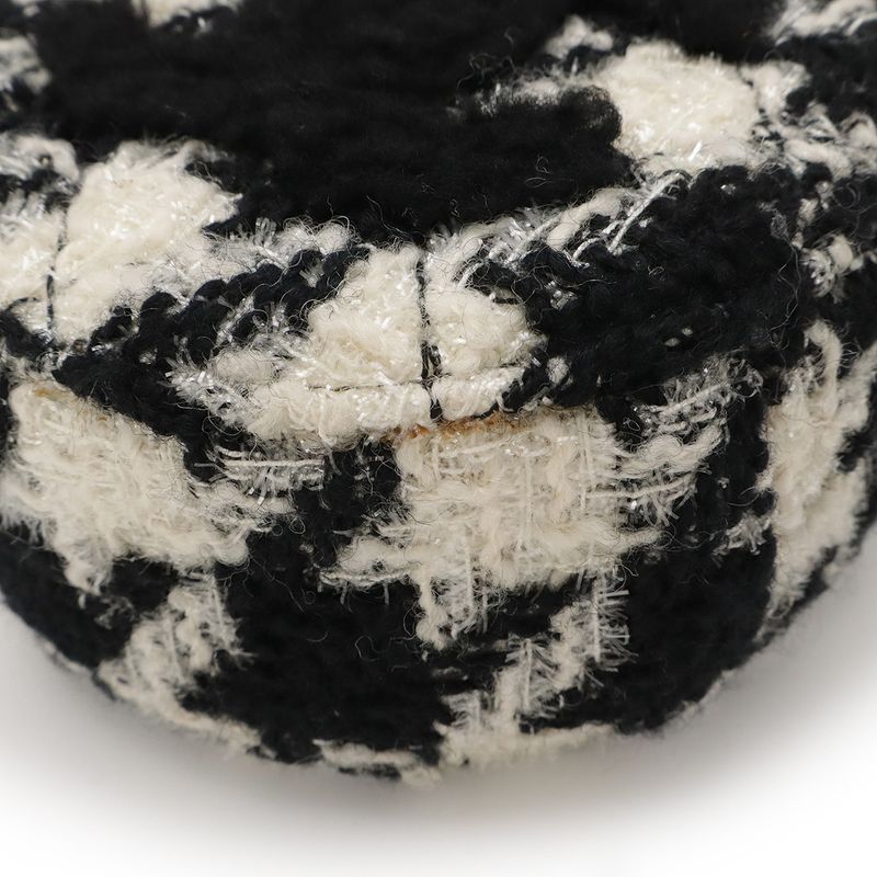 Chanel Round Chain Shoulder Pochette Shape Houndstooth Tweed Shearling Ivory — view 3