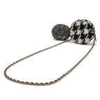Chanel Round Chain Shoulder Pochette Shape Houndstooth Tweed Shearling Ivory — view 2