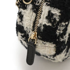 Chanel Round Chain Shoulder Pochette Shape Houndstooth Tweed Shearling Ivory — view 4