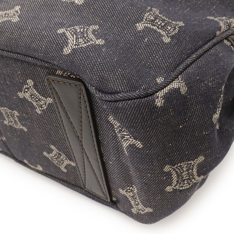 Celine Paris Macadam Boogie Bag Tote Denim Leather Black Silver — view 3