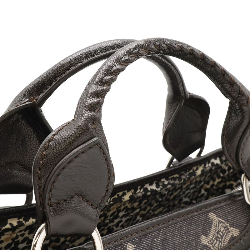 Celine Paris Macadam Boogie Bag Tote Denim Leather Black Silver — view 4