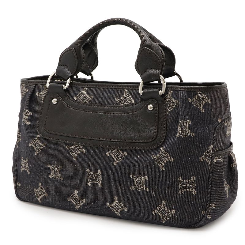 Celine Paris Macadam Boogie Bag Tote Denim Leather Black Silver — view 2