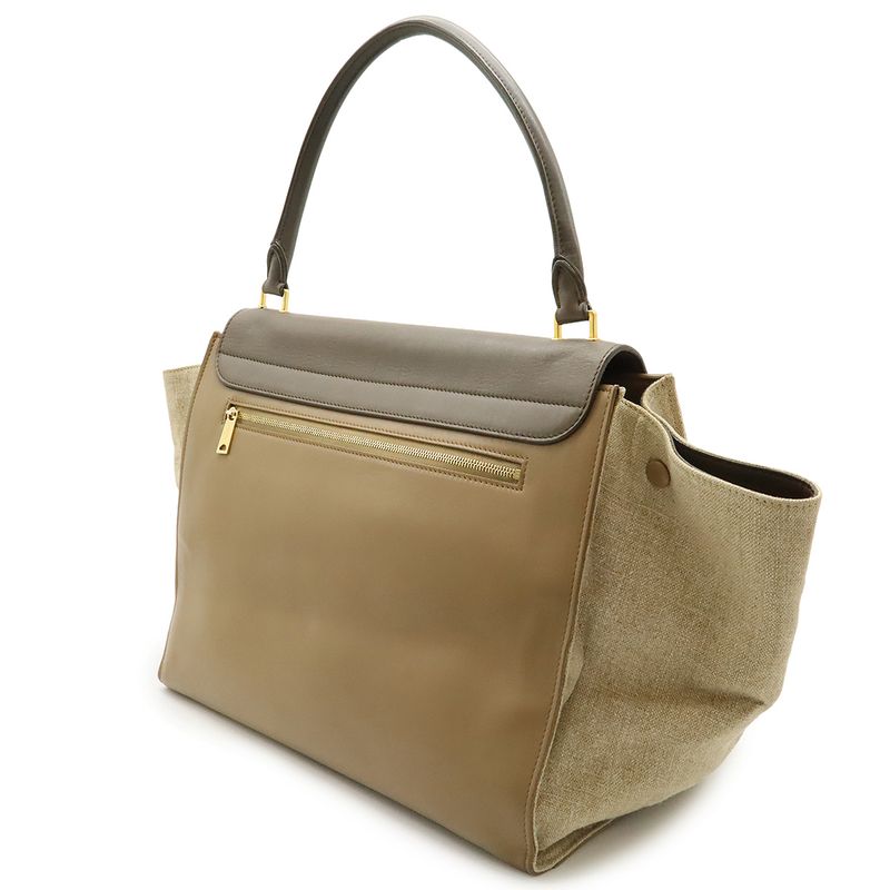 Celine Trapeze Shoulder Bag Leather Canvas Gray — view 2