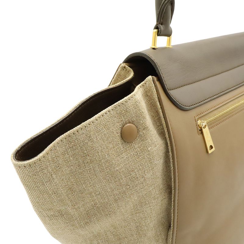 Celine Trapeze Shoulder Bag Leather Canvas Gray — view 4