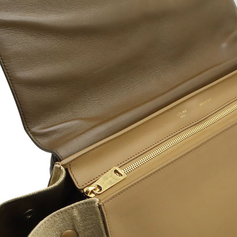 Celine Trapeze Shoulder Bag Leather Canvas Gray — view 7