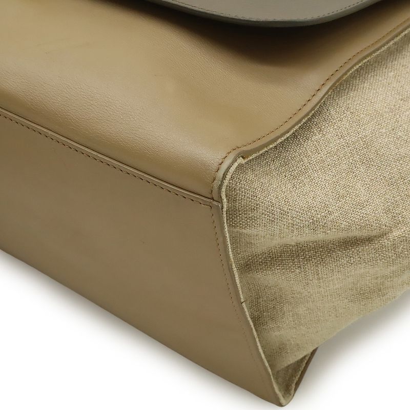 Celine Trapeze Shoulder Bag Leather Canvas Gray — view 3