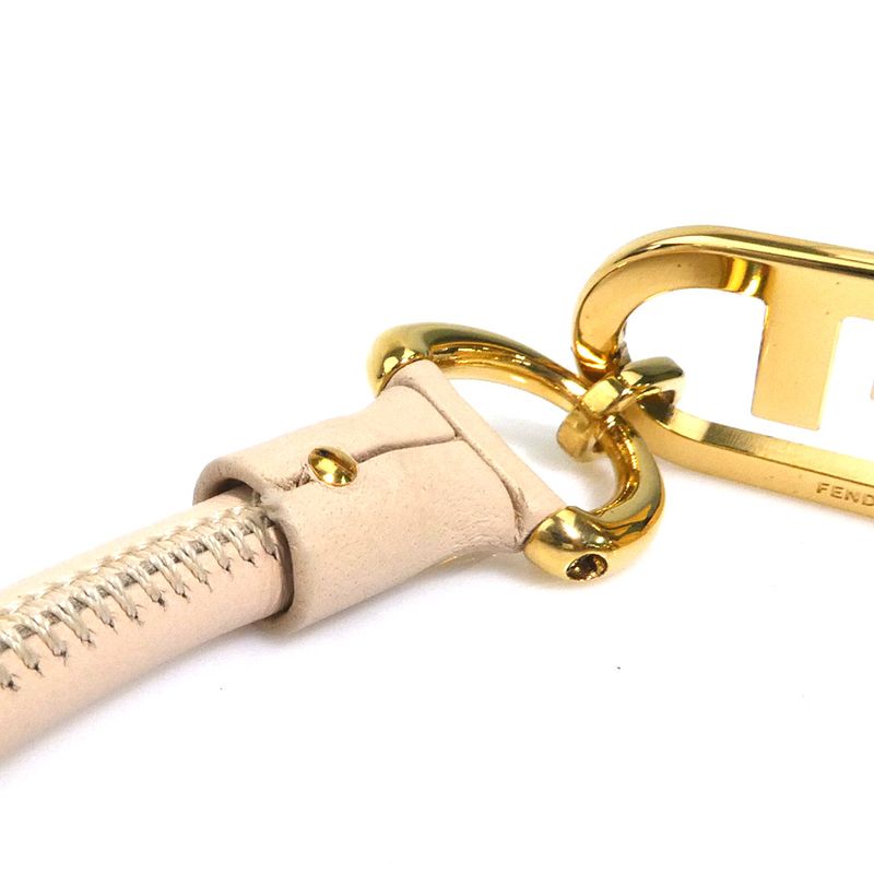 Fendi Double F Logo Beige Leather Choker — view 9