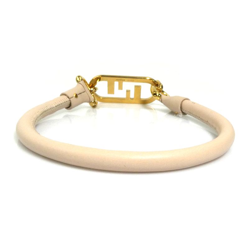 Fendi Double F Logo Beige Leather Choker — view 4