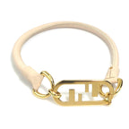 Fendi Double F Logo Beige Leather Choker — view 5