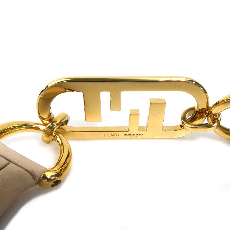 Fendi Double F Logo Beige Leather Choker — view 8