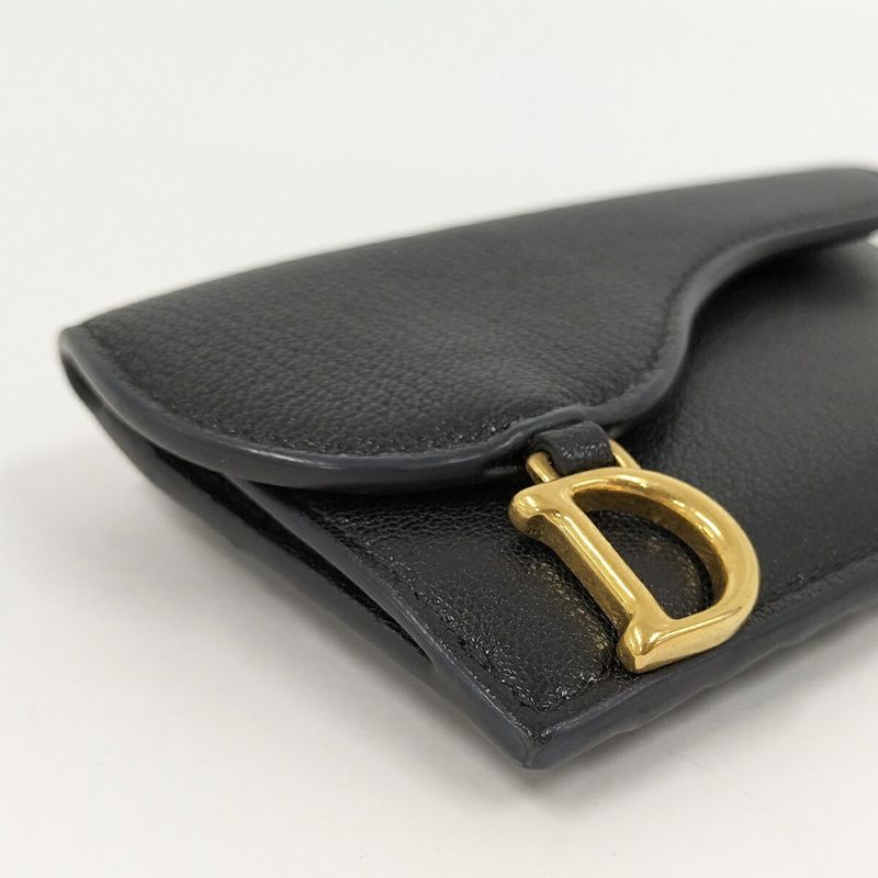Christian Dior Card Case Saddle Leather Black — view 5