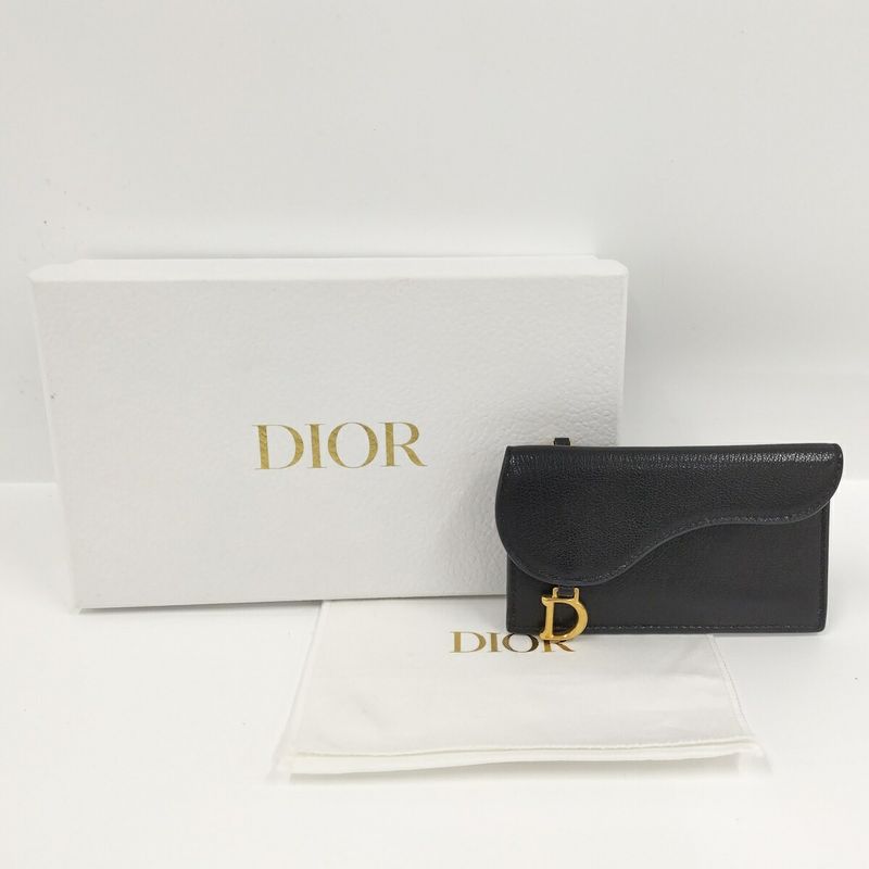 Christian Dior Card Case Saddle Leather Black — view 9