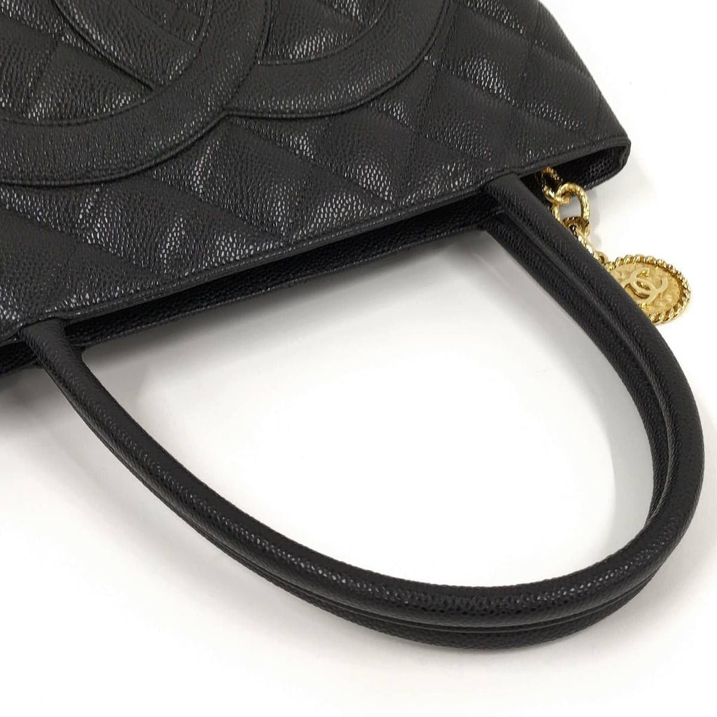 Chanel Tote Bag Medallion Caviar Leather Gold Hardware Black — view 6