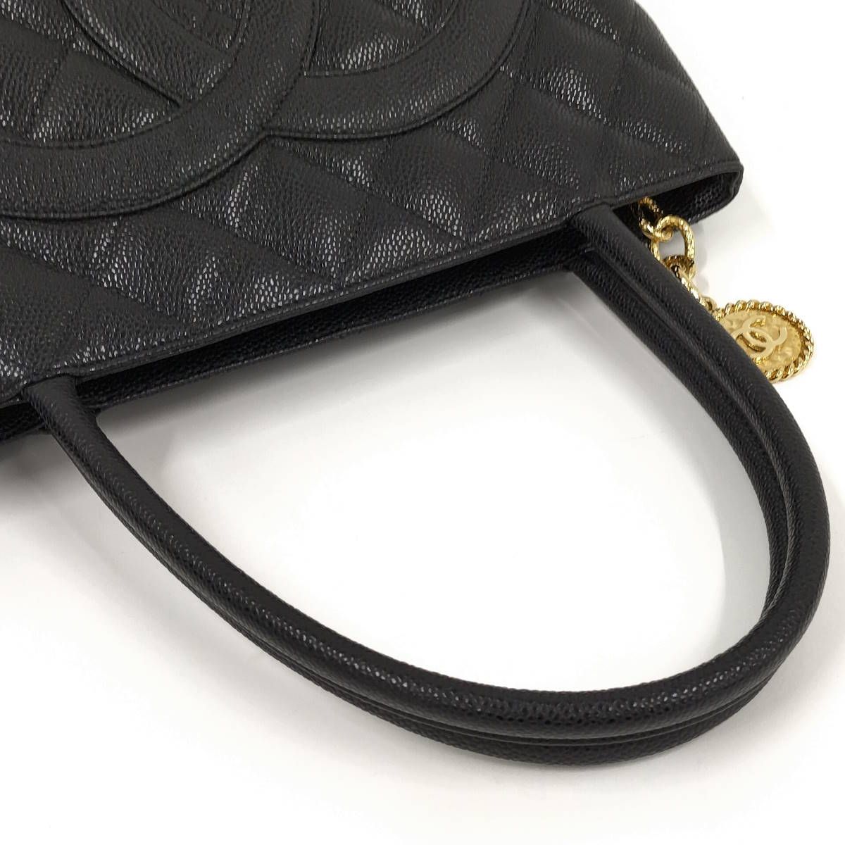 Chanel Tote Bag Medallion Caviar Leather Gold Hardware Black — view 6