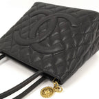 Chanel Tote Bag Medallion Caviar Leather Gold Hardware Black — view 3