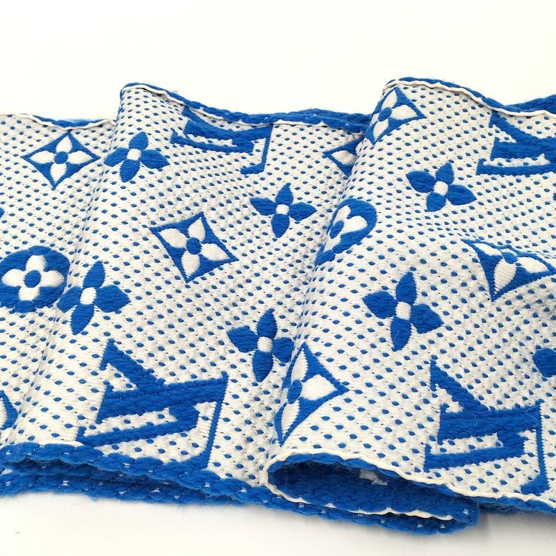 Louis Vuitton Muffler Echarpe Logomania Blue Scarf — view 6