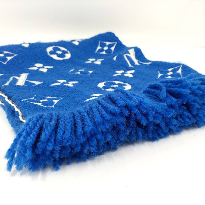 Louis Vuitton Muffler Echarpe Logomania Blue Scarf — view 2