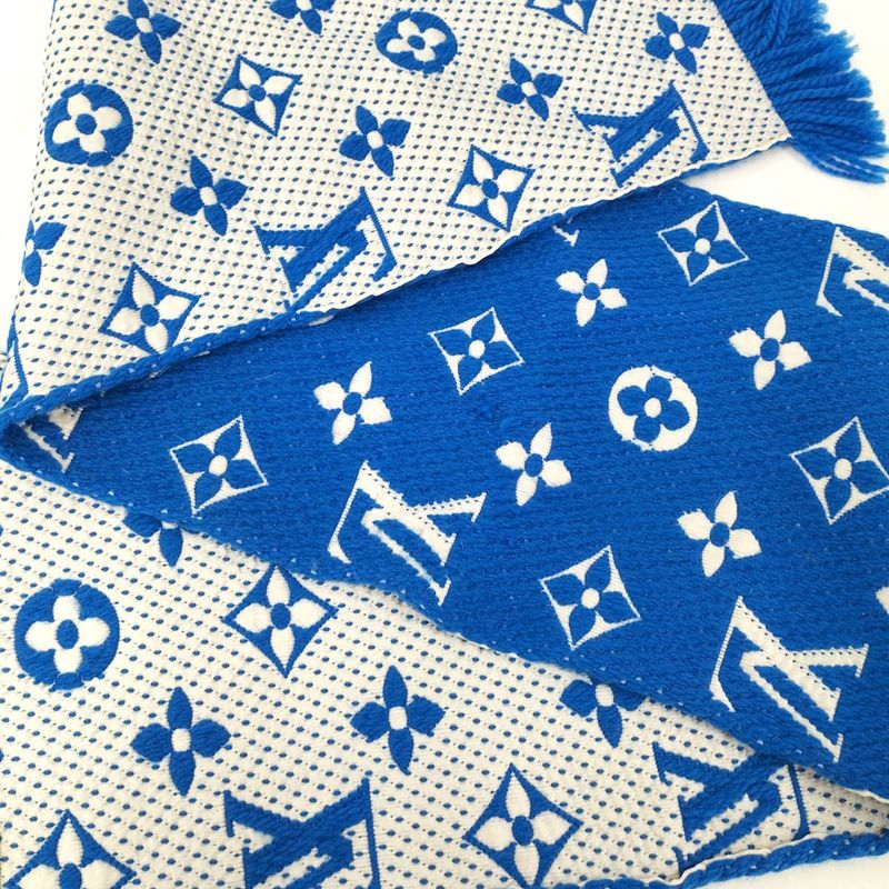 Louis Vuitton Muffler Echarpe Logomania Blue Scarf — view 7