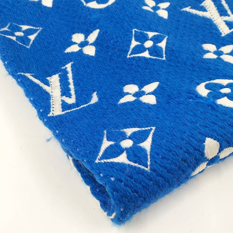 Louis Vuitton Muffler Echarpe Logomania Blue Scarf — view 5
