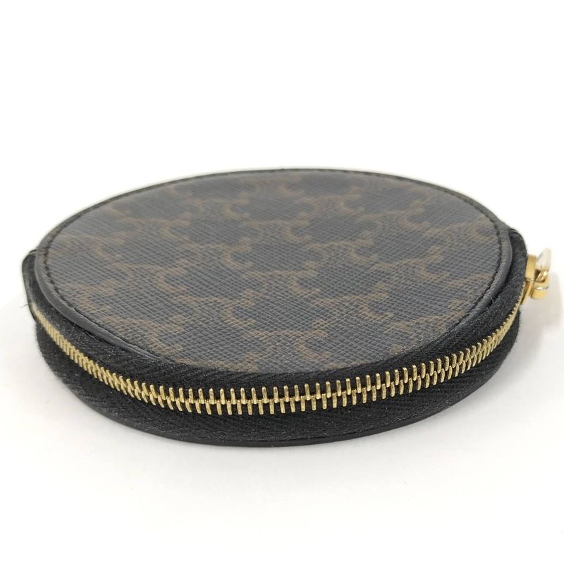 Celine Coin Case Macadam Dark Brown Leather