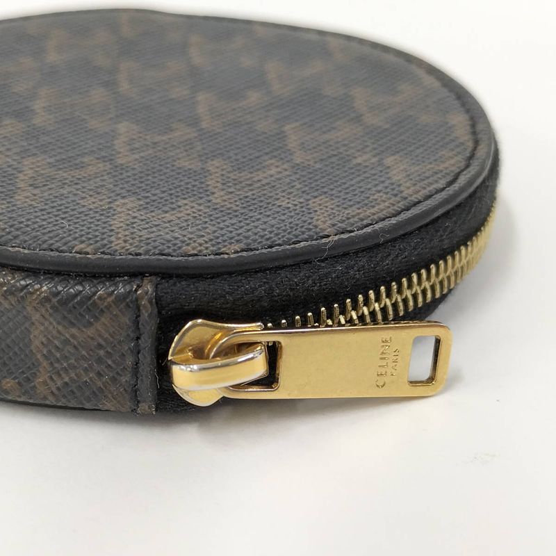 Celine Coin Case Macadam Dark Brown Leather