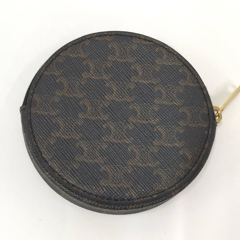 Celine Coin Case Macadam Dark Brown Leather