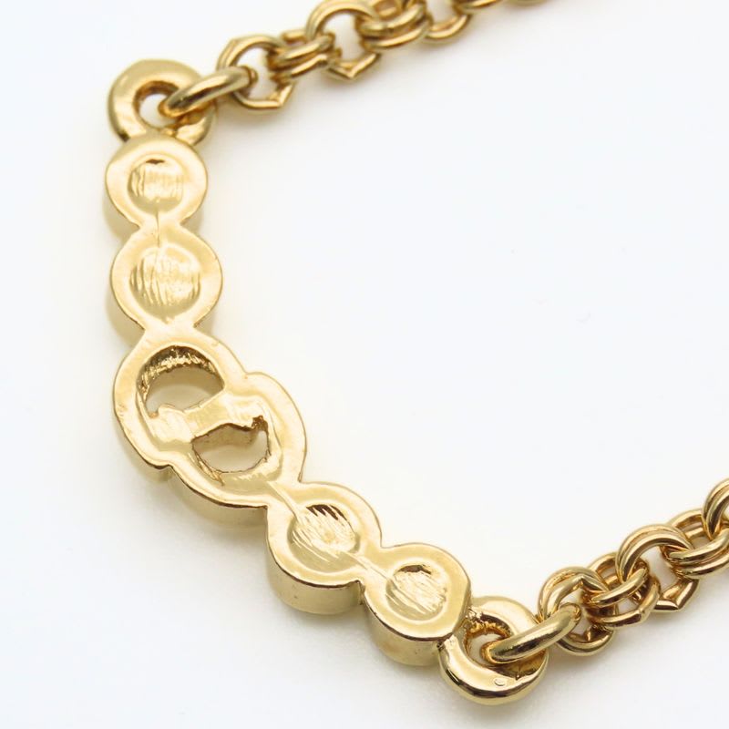 Christian Dior Necklace CD Logo Metal Rhinestone Gold Plated GP Accessories — view 6