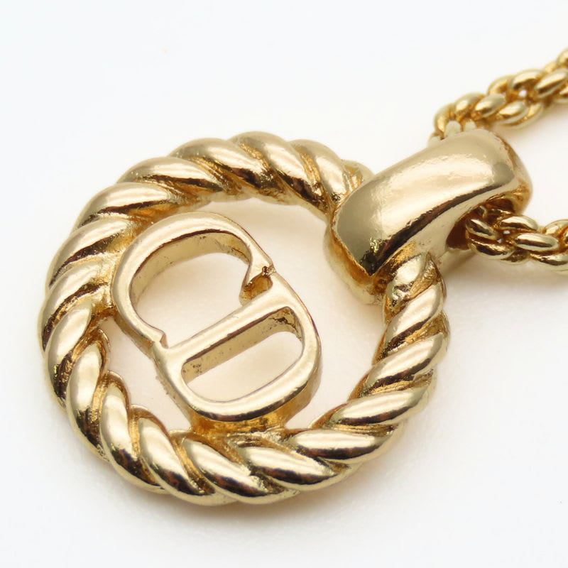 Christian Dior Necklace CD Logo Metal Gold GP Plated Accessories — view 4