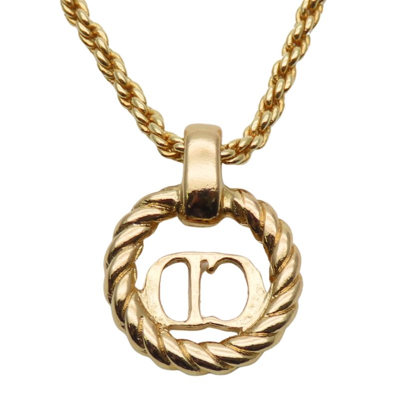 Christian Dior Necklace CD Logo Metal Gold GP Plated Accessories — view 3