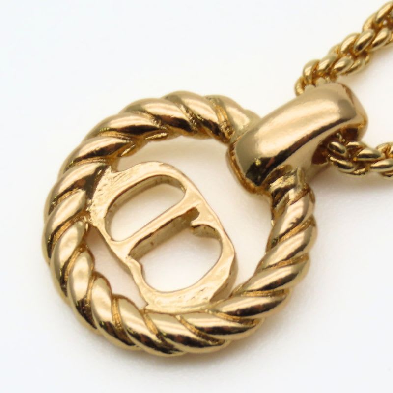 Christian Dior Necklace CD Logo Metal Gold GP Plated Accessories — view 5