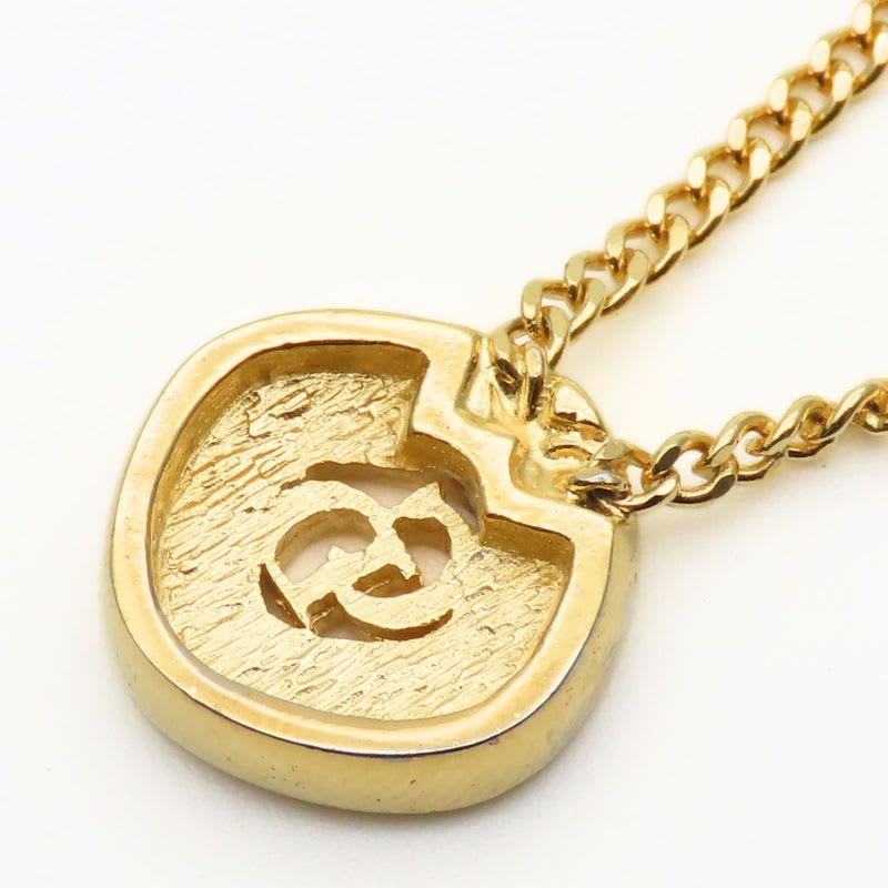 Christian Dior Necklace CD Logo Metal Rhinestone Gold Plated GP Accessories — view 5