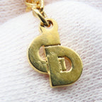 Christian Dior Necklace CD Logo Metal Rhinestone Gold Plated GP Accessories — view 9