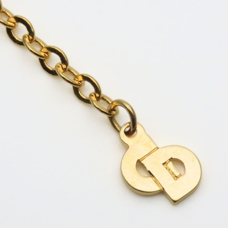 Christian Dior Necklace CD Logo Metal Rhinestone Gold Plated GP Accessories — view 8