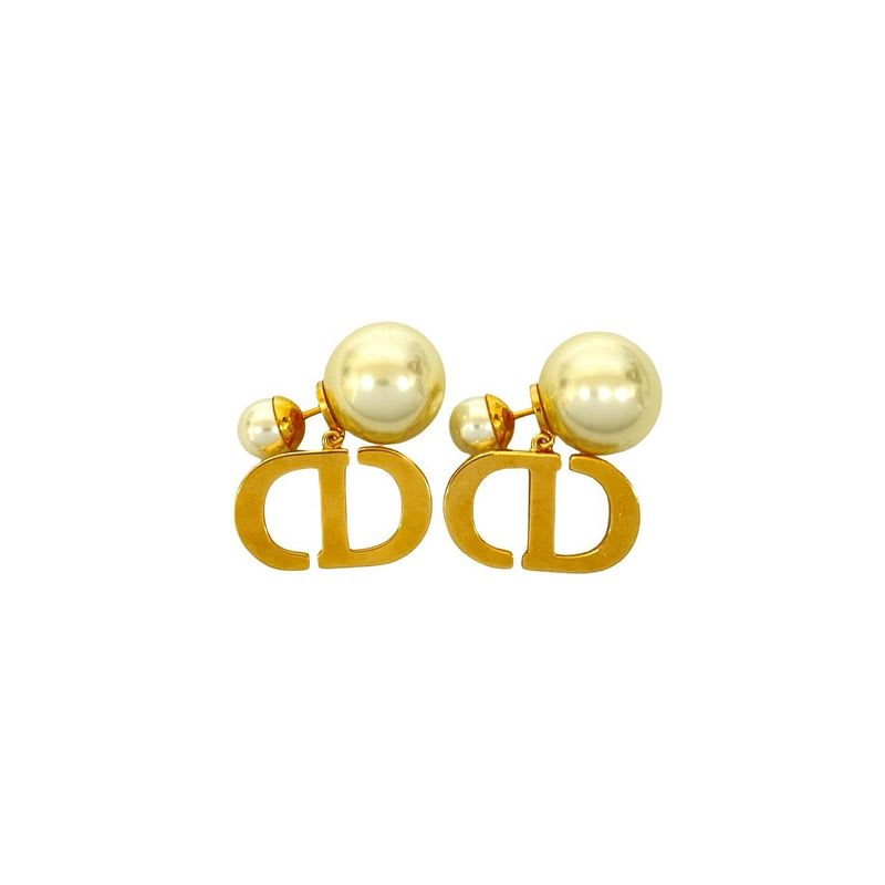 Christian Dior CD Logo GP Faux Pearl Earrings Accessories Pink — view 5