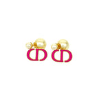 Christian Dior CD Logo GP Faux Pearl Earrings Accessories Pink — view 4